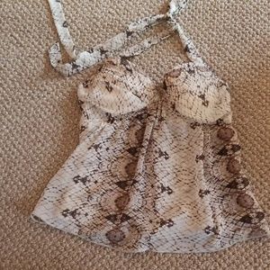 Snake skin pattern haulter top